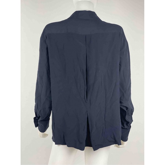 Chanel Navy Silk Blouse with Double Gold and Black Fastening - Picture 2 of 3